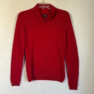 Prive Cashmere Sweater Women S red Shawl Collar L/S Minimalist Classic‎ luxury